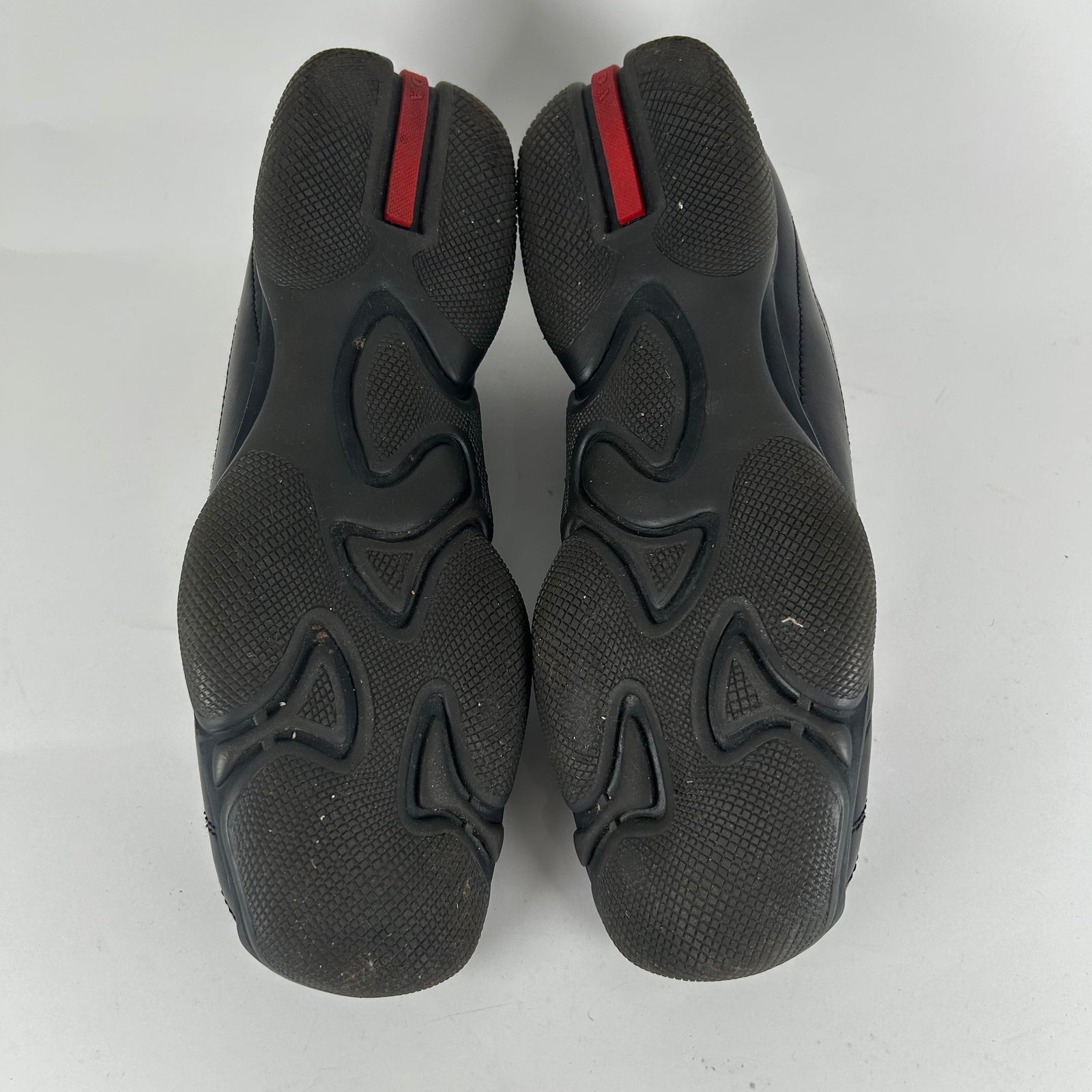 Prada Sport Black Leather Square Toe Trainers Size 9.5