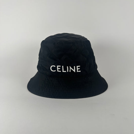 Celine Black Logo Bucket Hat Size S