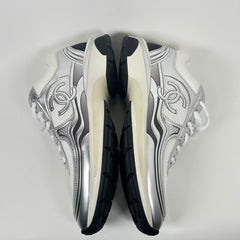 Chanel White/Silver CC Runners Size 42