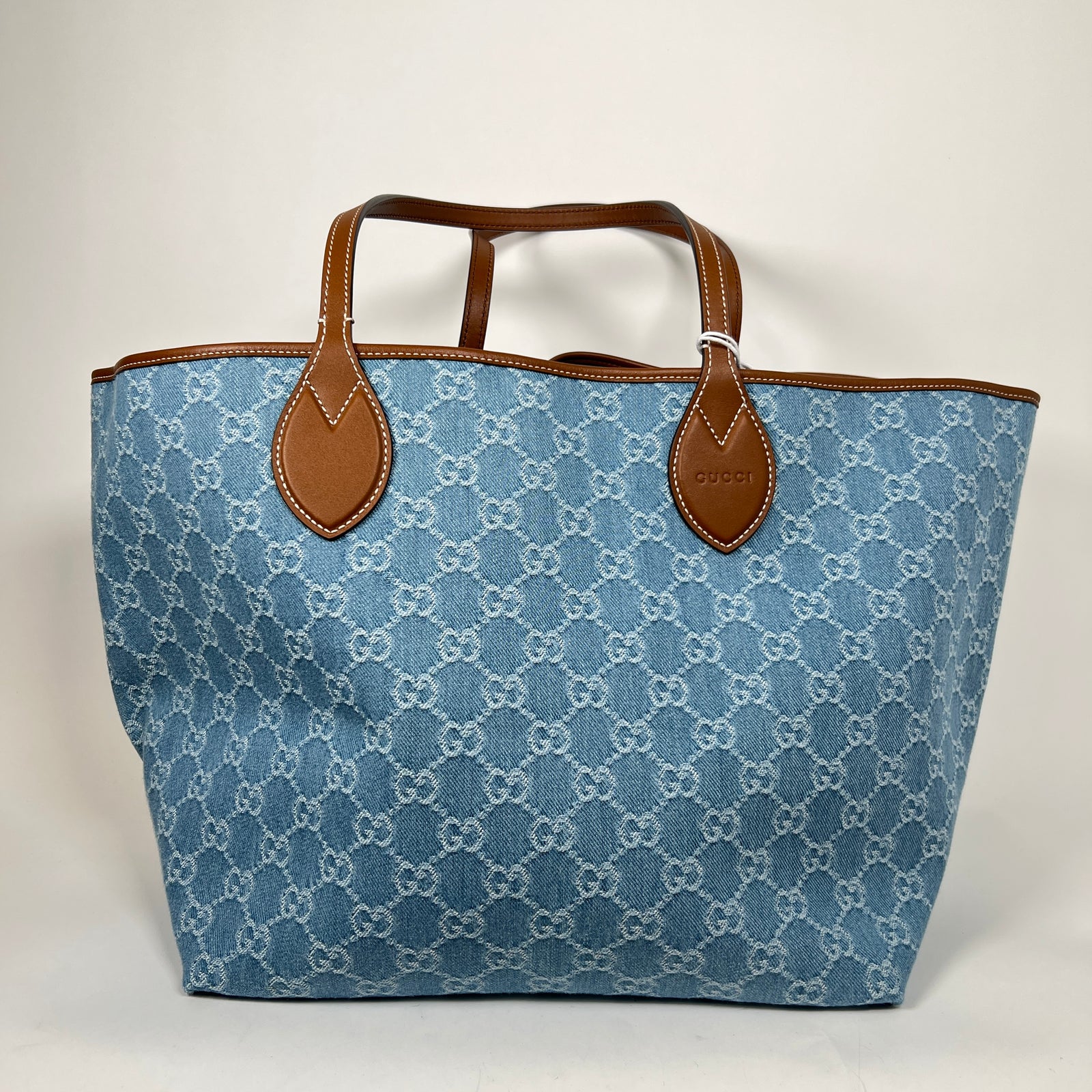 Gucci Blue Denim Totissima GG Large Tote Bag