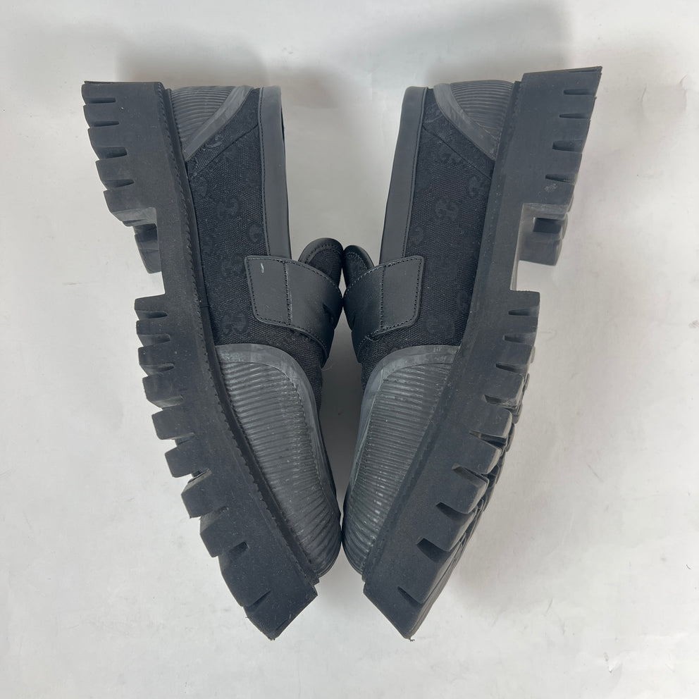 Gucci Black Maxi GG Jumbo Supreme Loafer Size GG 10.5