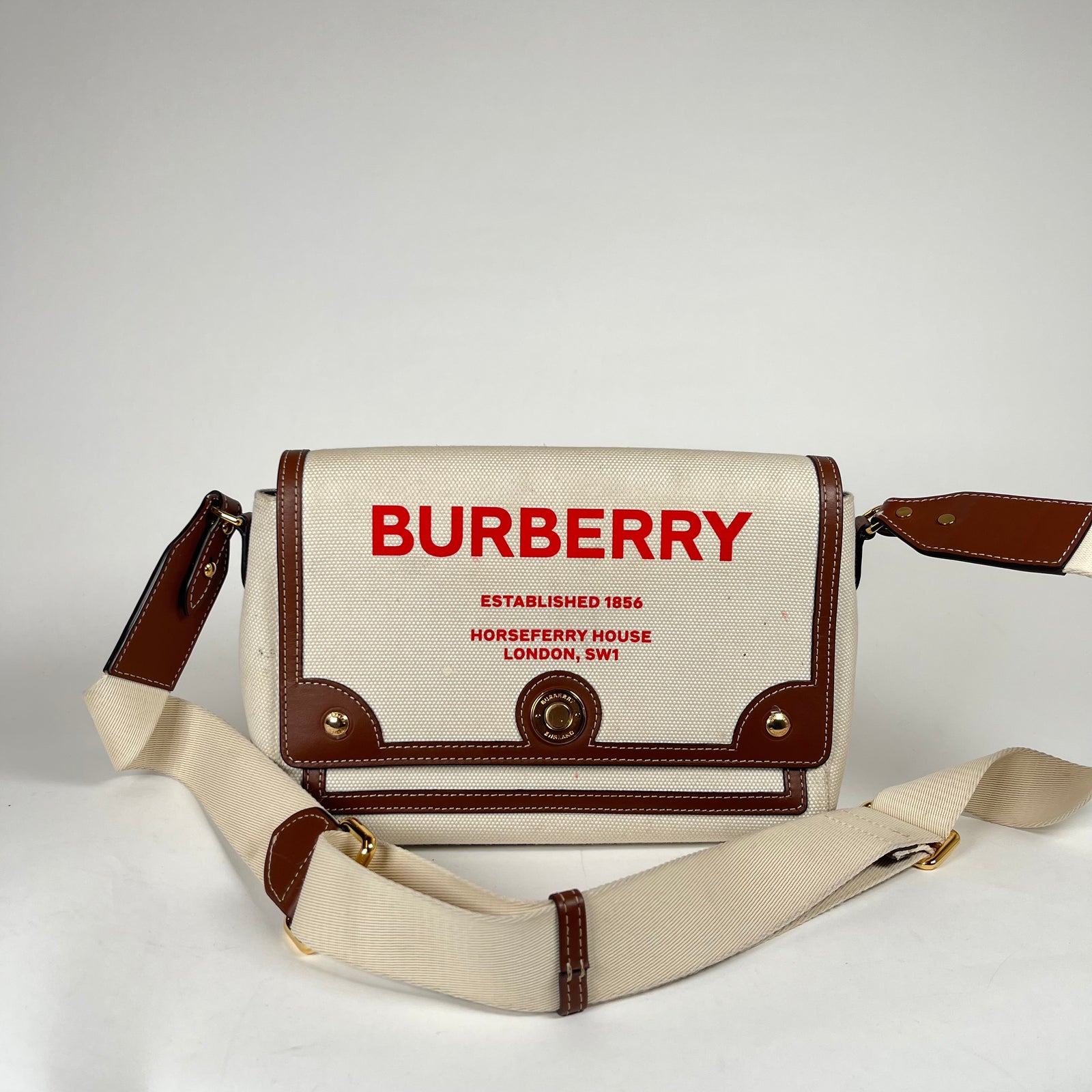 Burberry Horseferry Red Logo Canvas Crossbody Bag