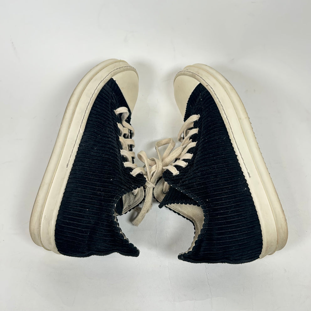 Rick Owens DrkShdw Black Corduroy Low Top Ramones Size 41