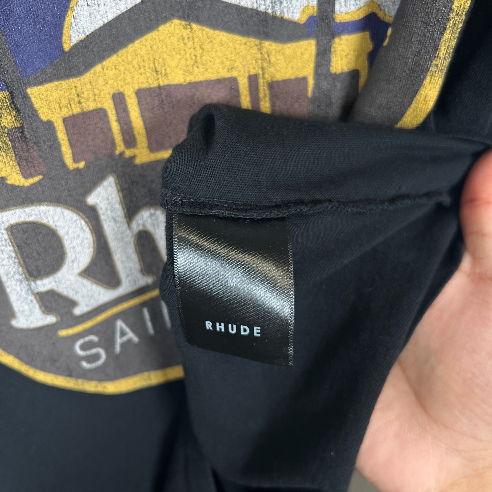 Rhude Black Saint Malo Logo T-shirt Size M