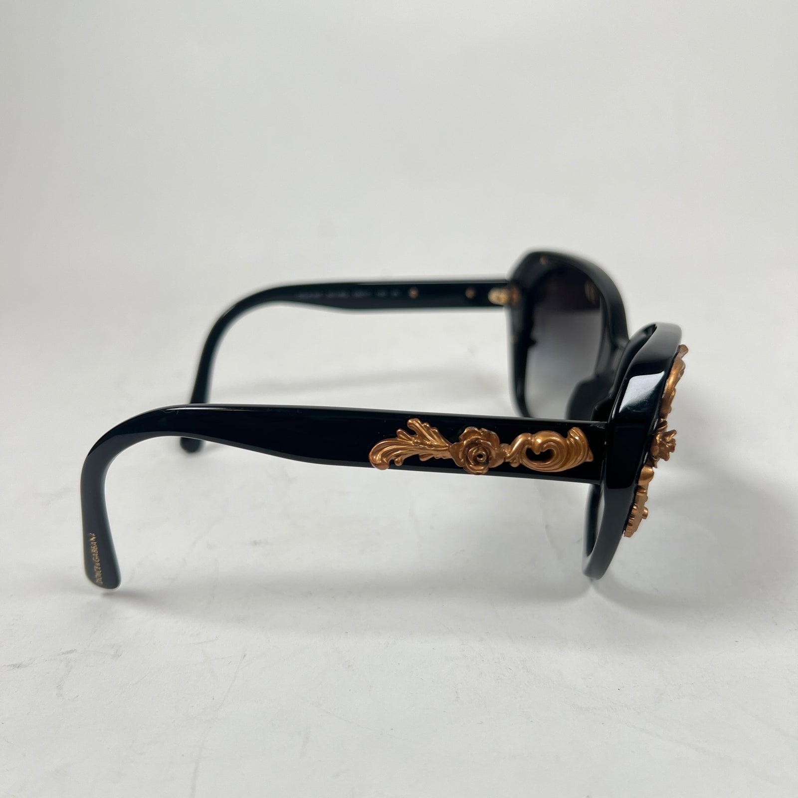 Dolce & Gabbana Black Sicilian Baroque Cat Eye Sunglasses