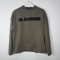 Jil Sander Olive Logo Long-Sleeve T-Shirt Size S