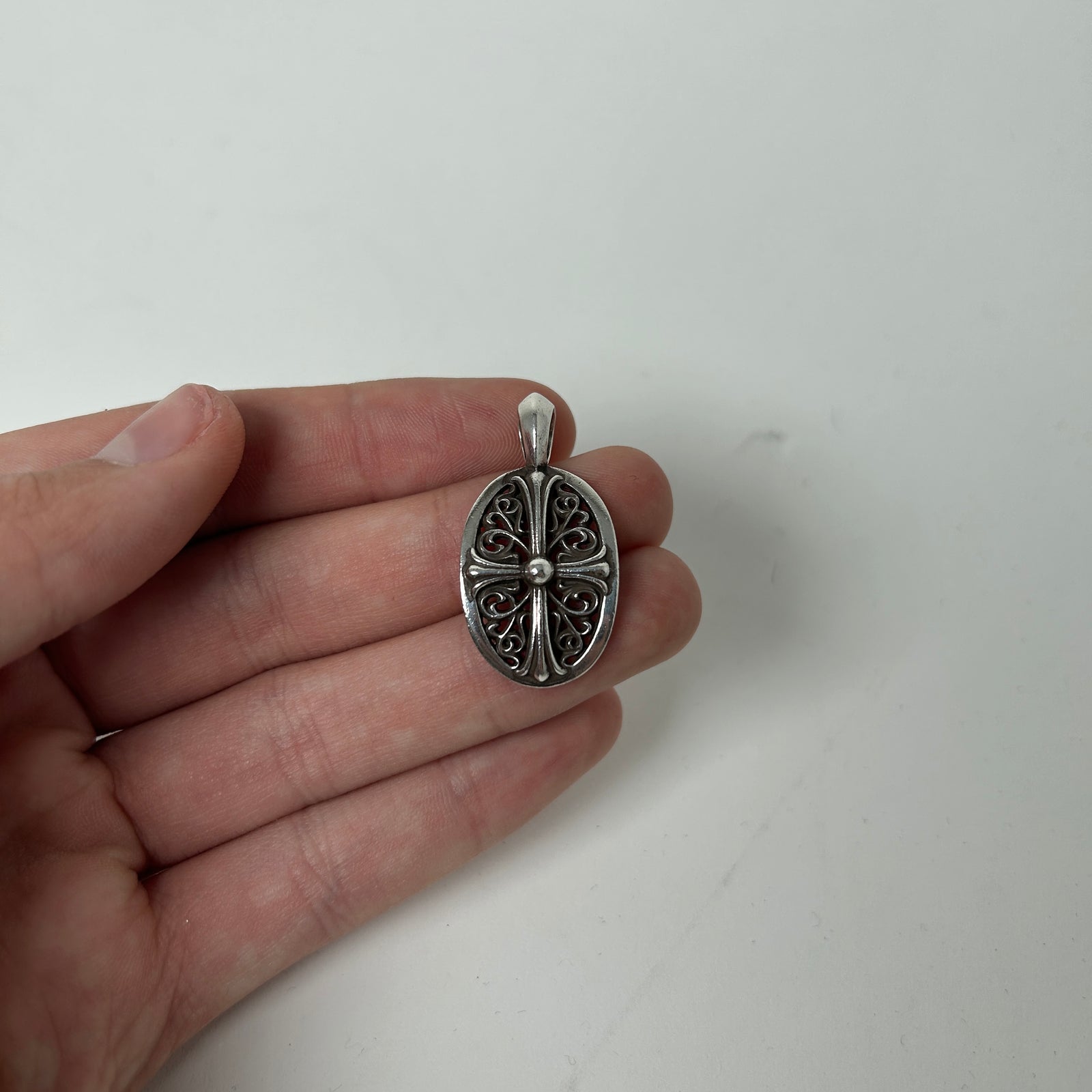 Chrome Hearts 'Oval Cross' Silver Pendant