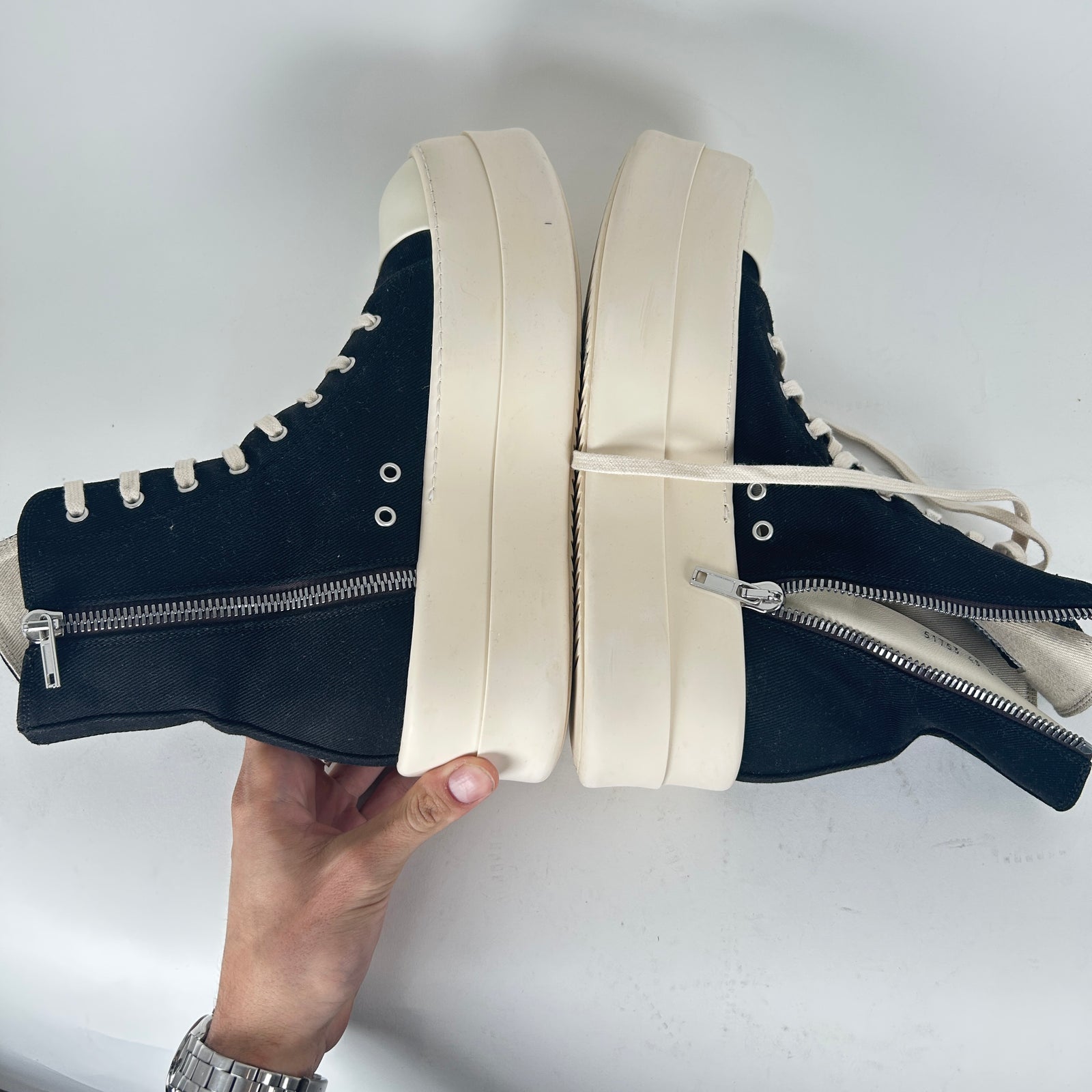 Rick Owens Black Canvas Double Bumper Ramones Size 12