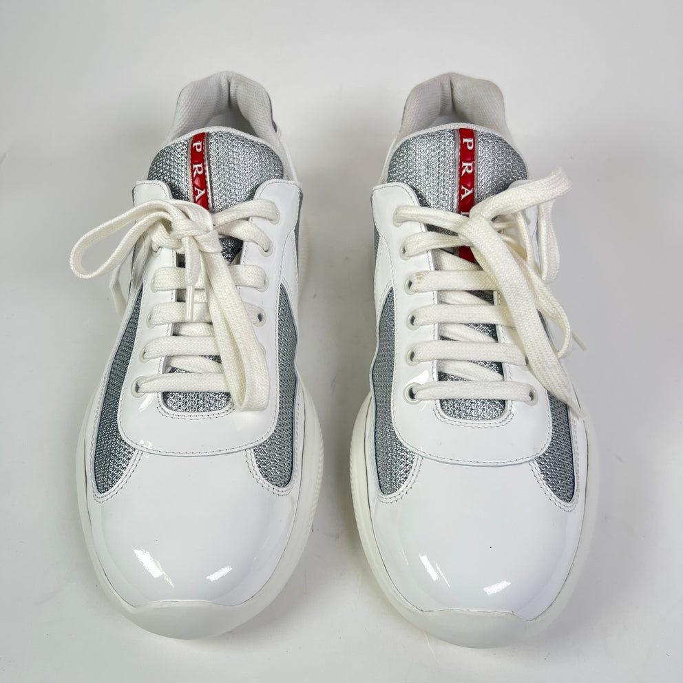 Prada White Patent Leather America Cups