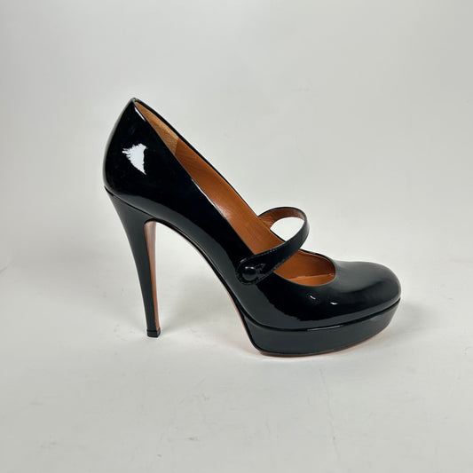 Gucci Black Patent Leather Mary Janes Size 36.5