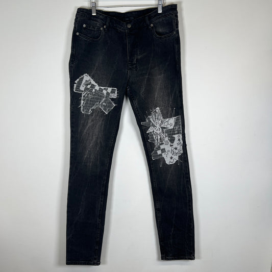 Ksubi Grey Cross Stitch Jeans Size 36