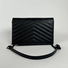 Saint Laurent Wallet On Chain Matelasse Envelope Caviar