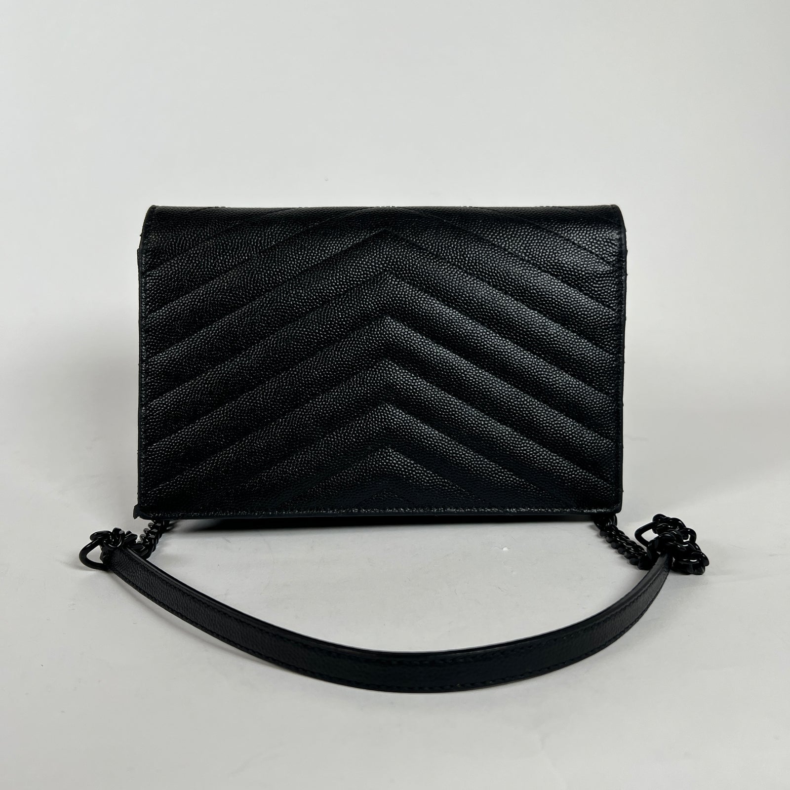 Saint Laurent Wallet On Chain Matelasse Envelope Caviar