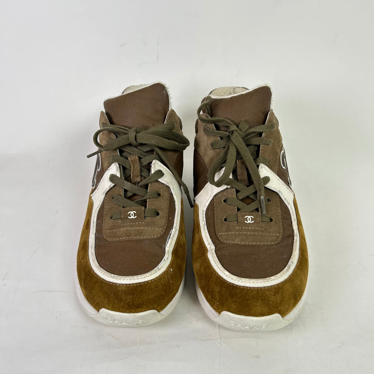 Chanel Olive/Brown Interlocking CC Runners