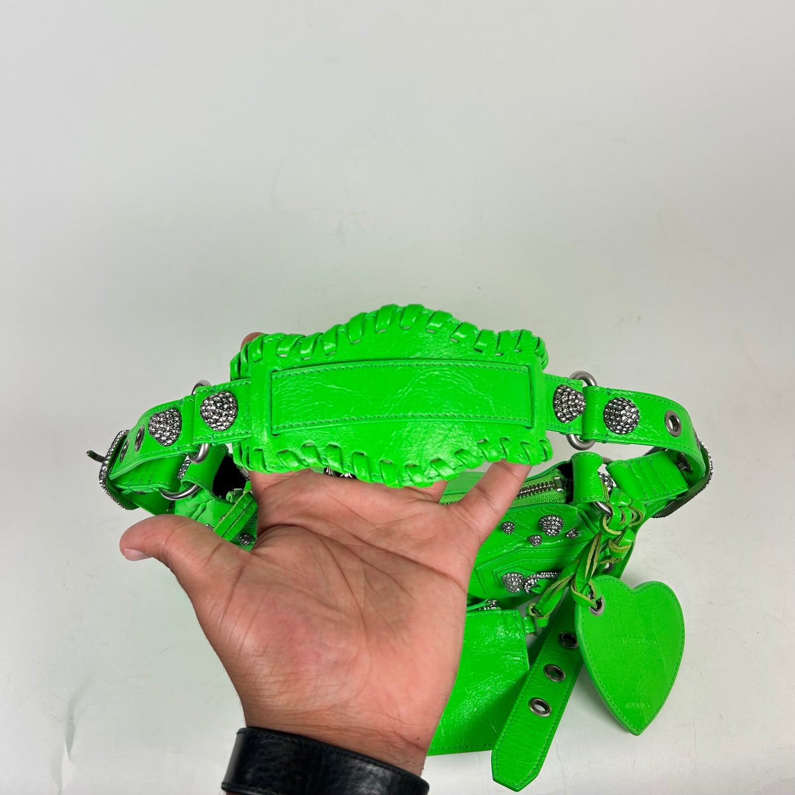 Balenciaga Lime Green Crystal Le Cagole Shoulder Bag