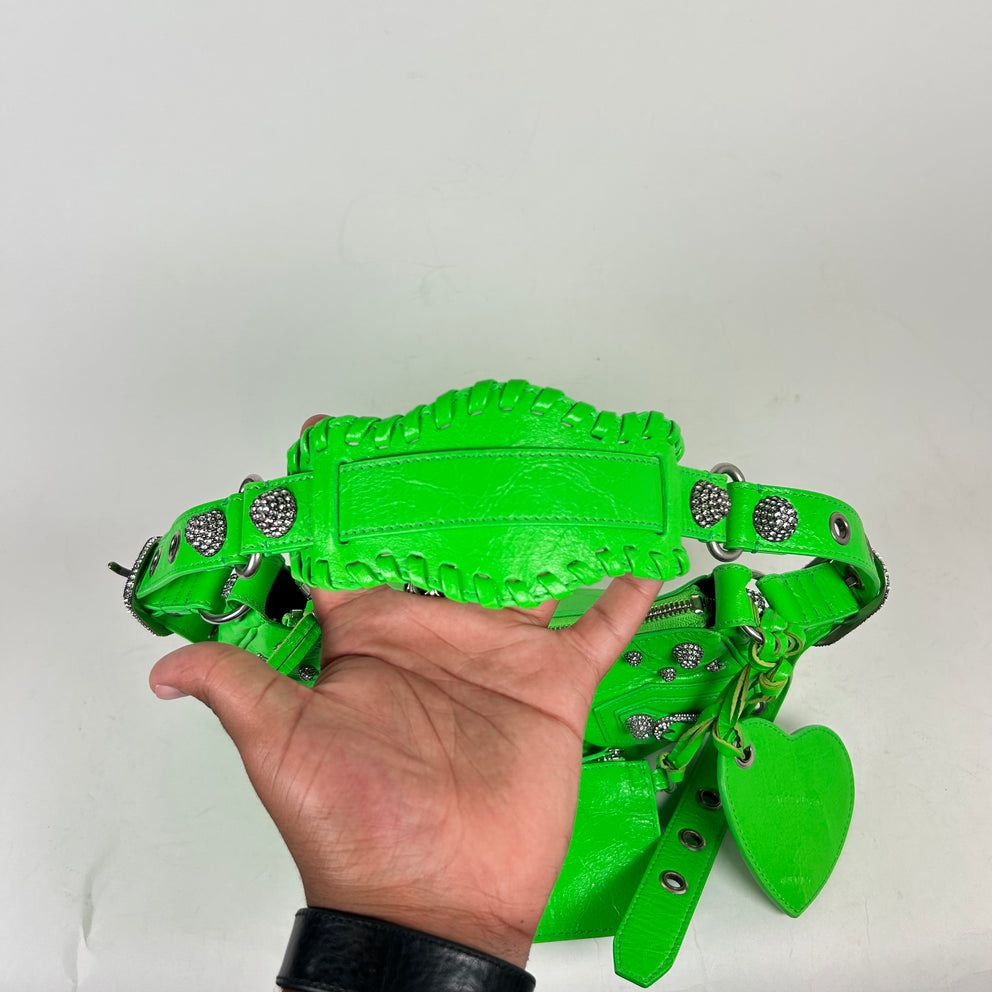 Balenciaga Lime Green Crystal Le Cagole Shoulder Bag