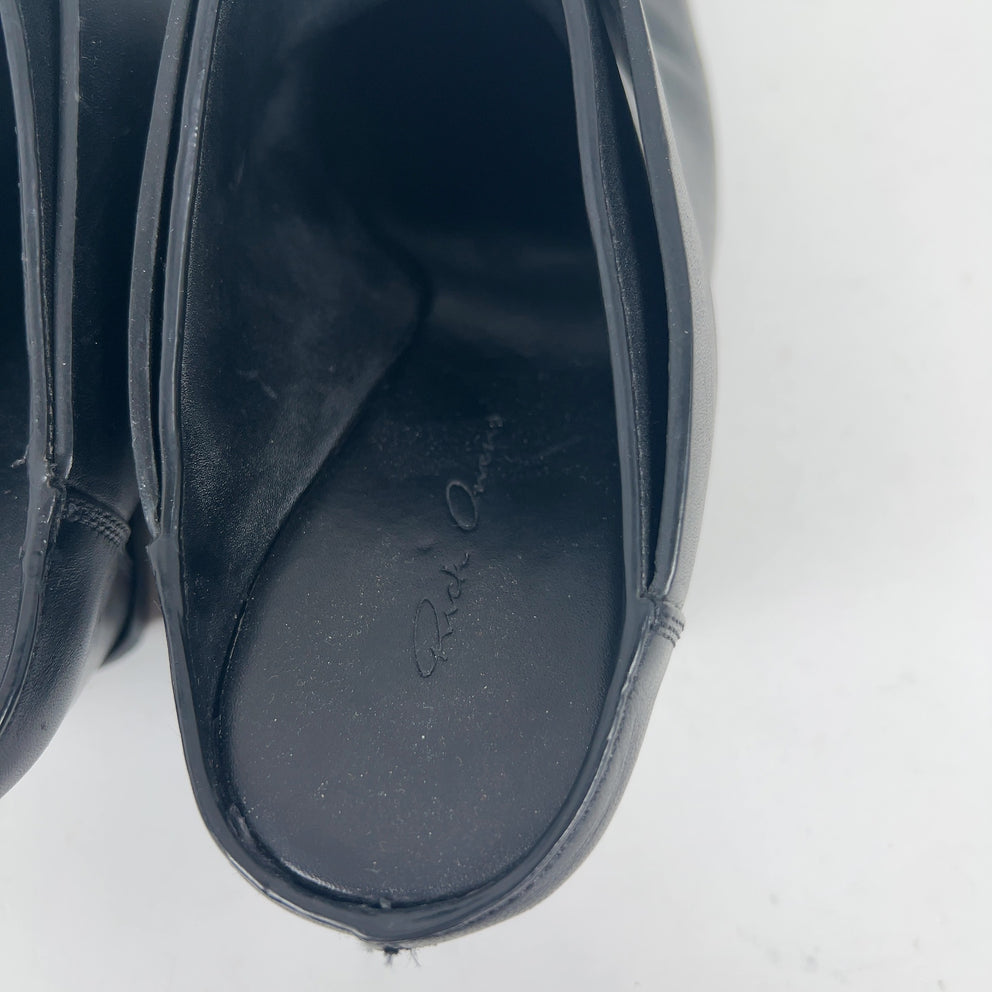 Rick Owens Black Leather Wedge Mules Size 40
