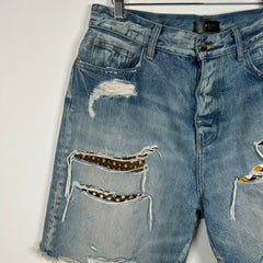 Amiri Patchwork Cut-Off Shorts Size 32