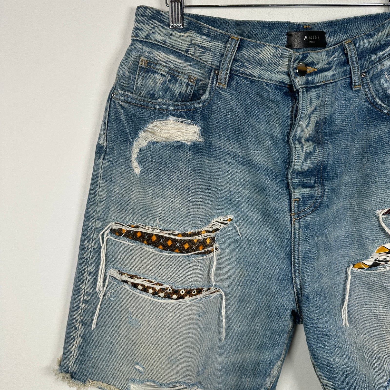 Amiri Patchwork Cut-Off Shorts Size 32
