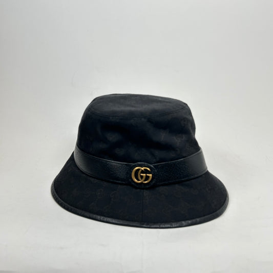 Gucci Black GG Canvas Bucket Hat Size L