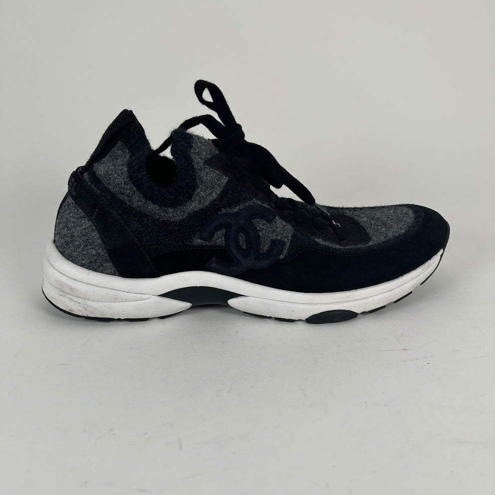 Chanel Dark Grey Knit Sock Runner Size 44