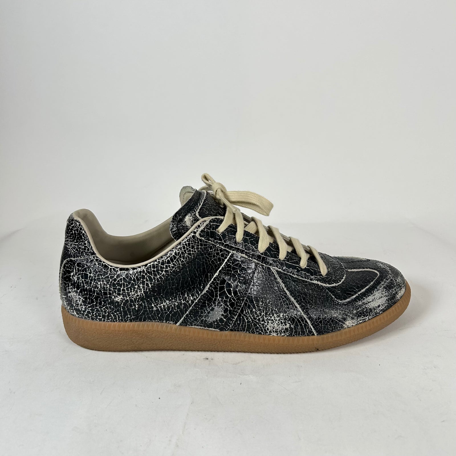 Maison Margiela Black Cracked Leather Gats Size 42