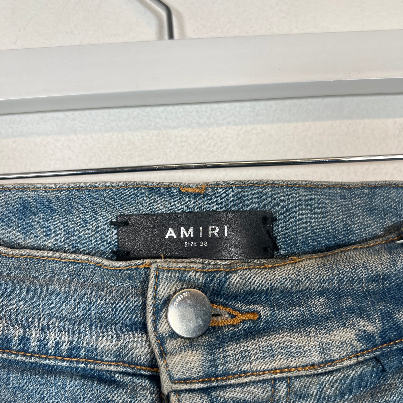 Amiri Lightwash Purple Serif Thigh Logo Jeans Size 38
