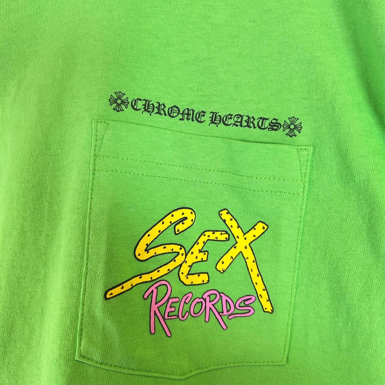 Chrome Hearts Lime Green Sex Records Tee Size M