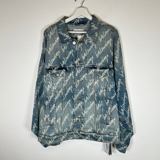 Balenciaga All Over Script Jean Jacket Size L