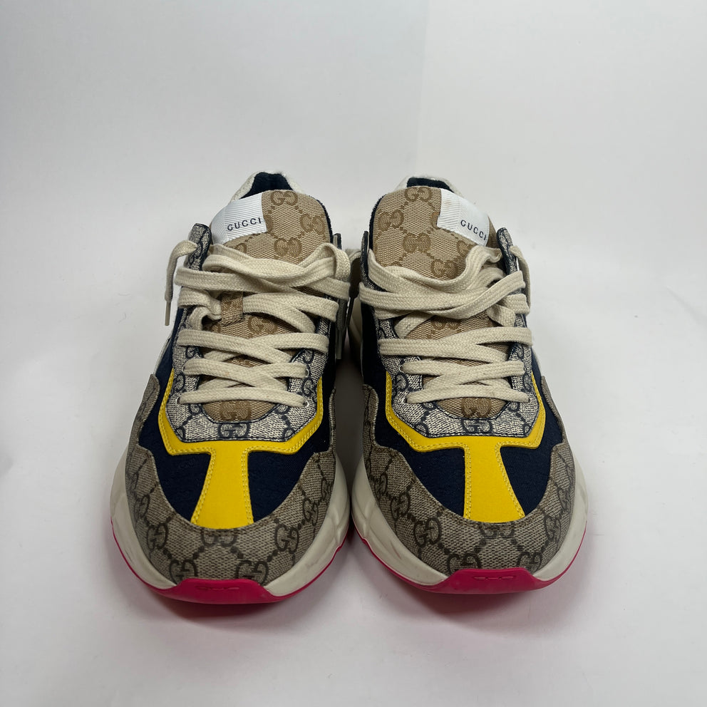 Gucci Beige/Yellow GG Rhyon Sneaker Size GG 11.5