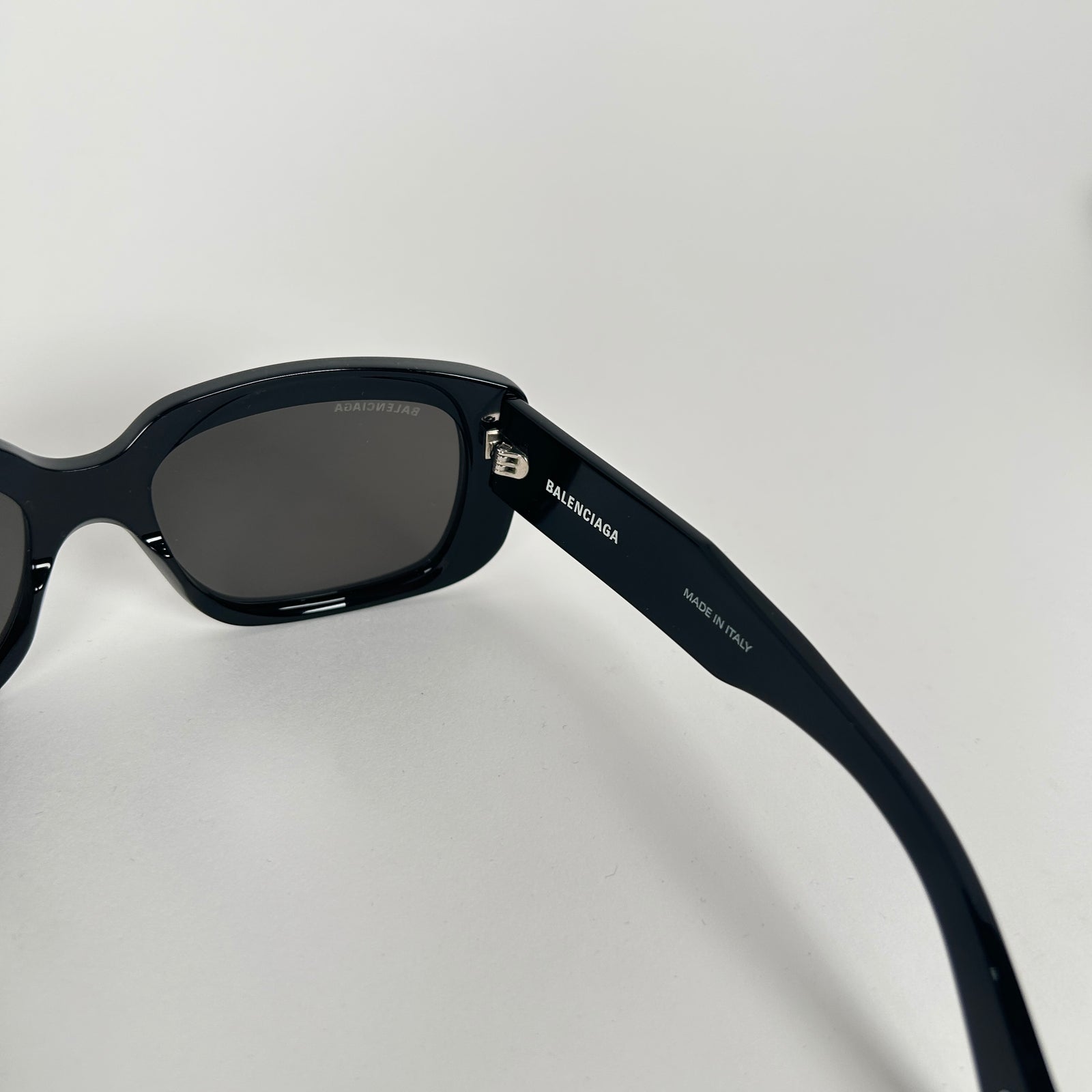 Balenciaga Black Rounded Square Logo Sunglasses