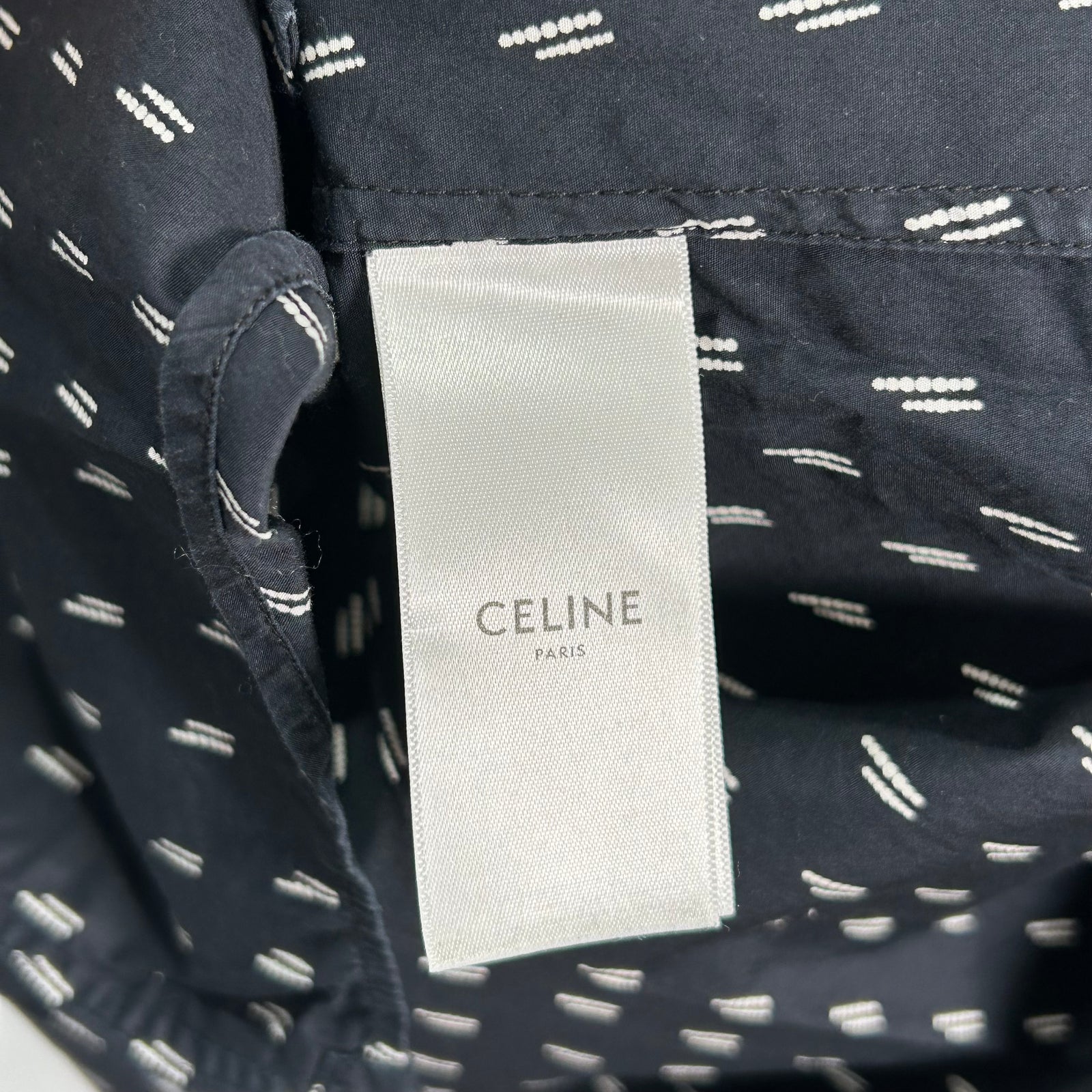 Celine Double Dot Navy Button-Up Shirt Size S