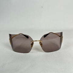 Miu Miu Rose Gold Oversized Rimless Sunglasses