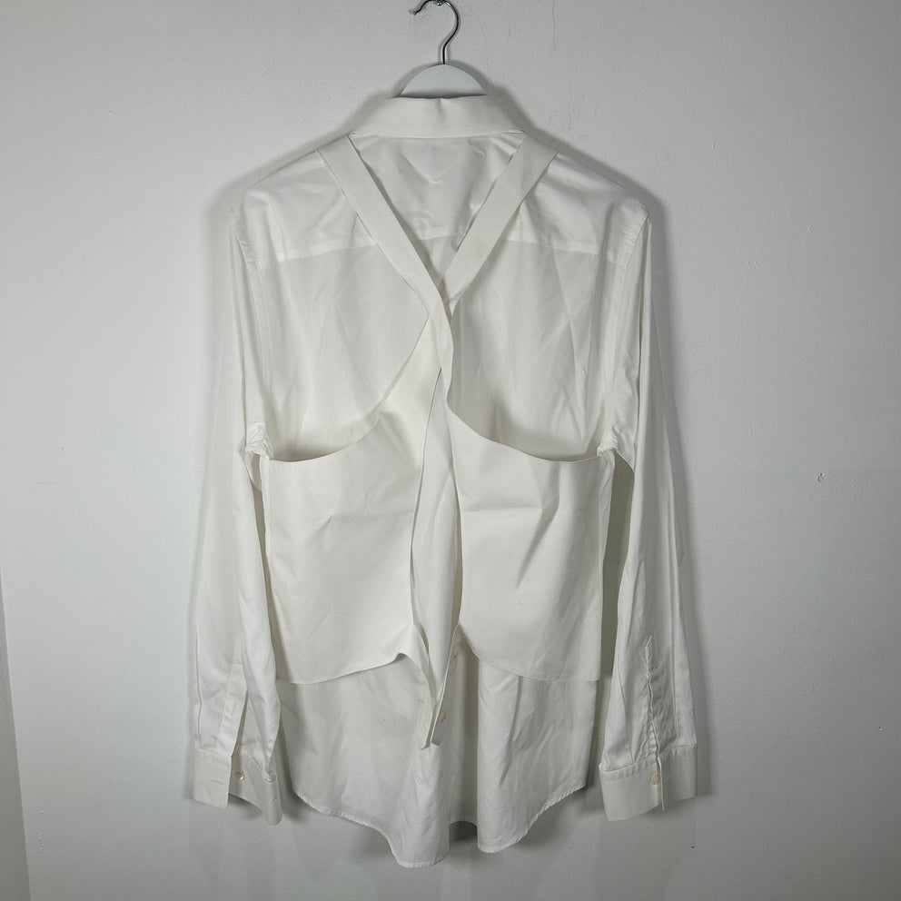 Helmut Lang White Back Bondage Button-up Shirt Size XXL