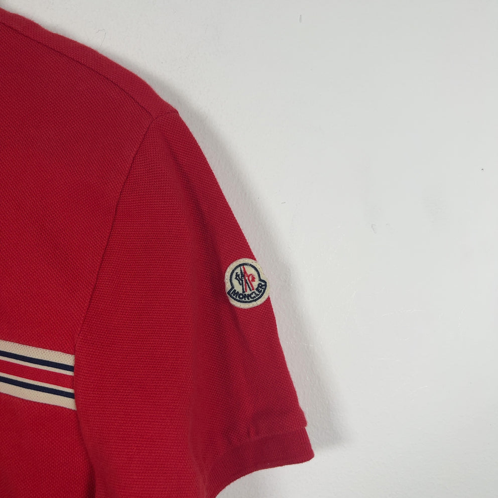 Moncler Bar Logo Red Polo