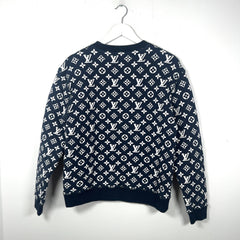 Louis Vuitton Blue Woven Monogram Crewneck