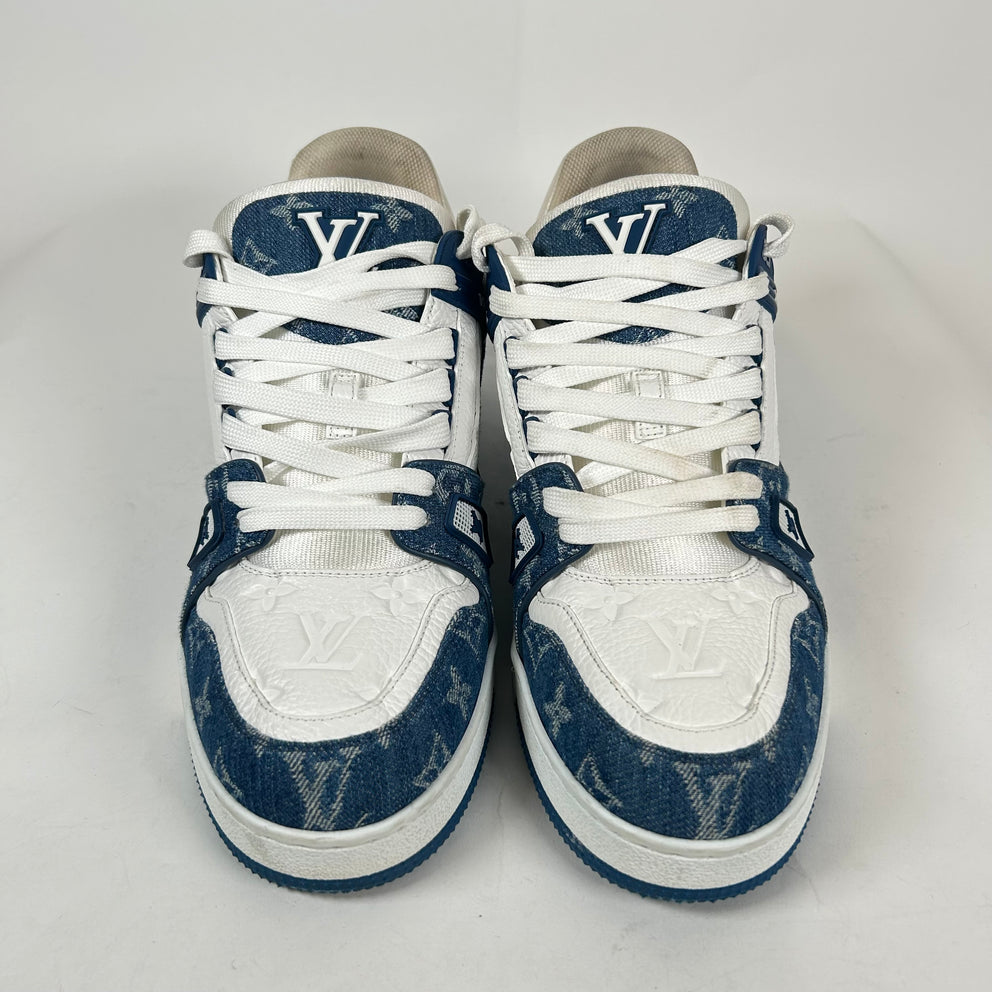 Louis Vuitton Blue Denim Monogram Trainer Size LV 10