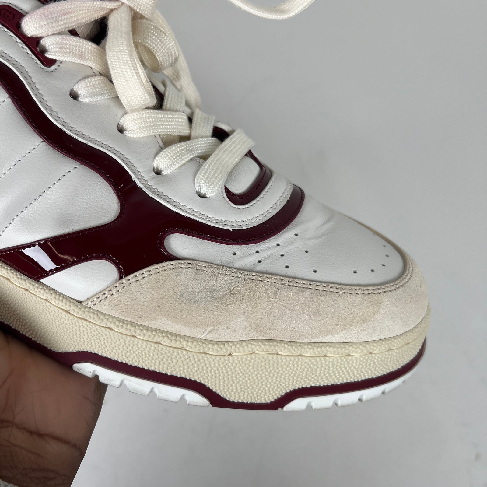 Gucci White/Maroon Re-Web Sneaker Size GG 11