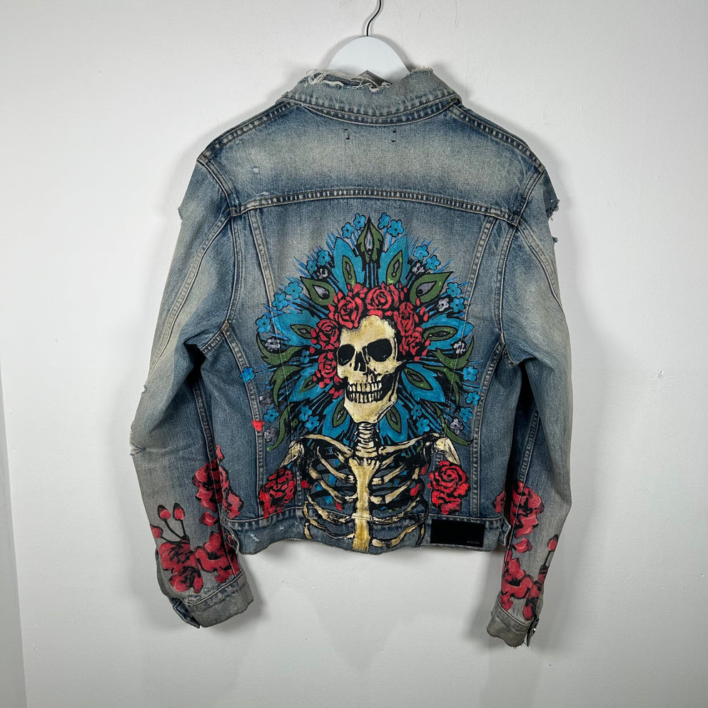 Amiri Rose Skeleton Denim Jacket Size M