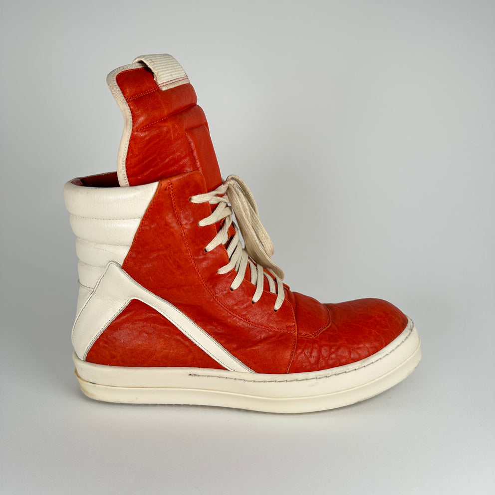 Rick Owens Orange Lamb Leather Geobaskets Size 41