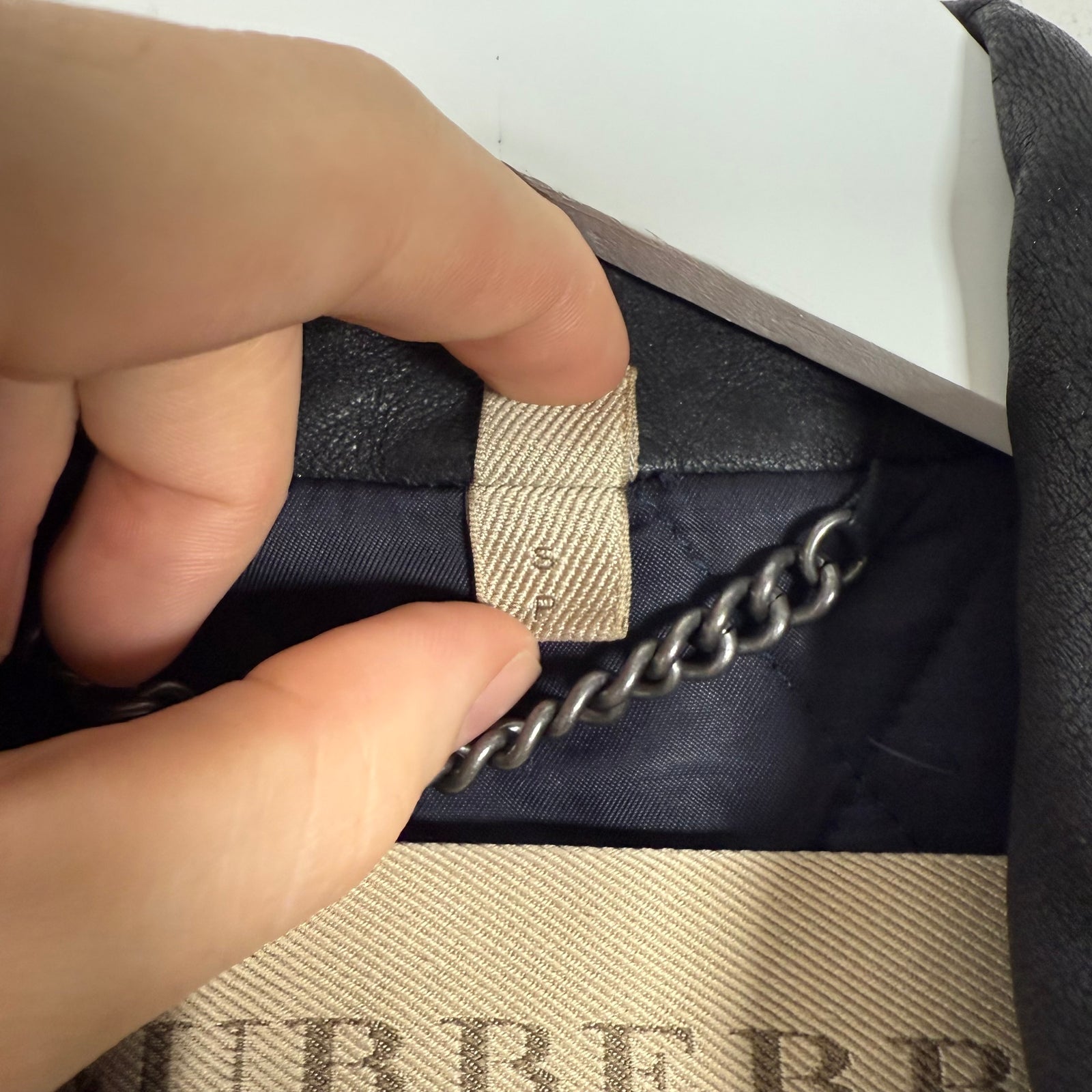 Burberry Brit Navy Leather Zip-Up Jacket Size S