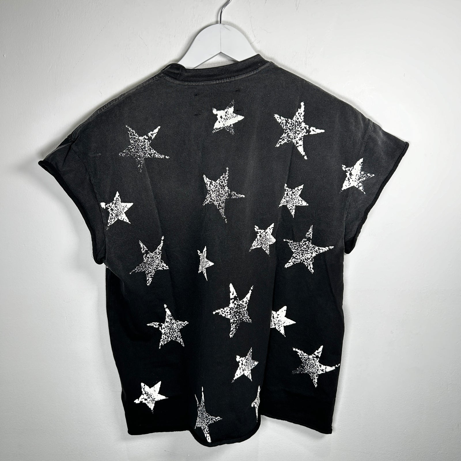 Satoshi Nakamoto Black Distressed Stars Logo T-Shirt Size M