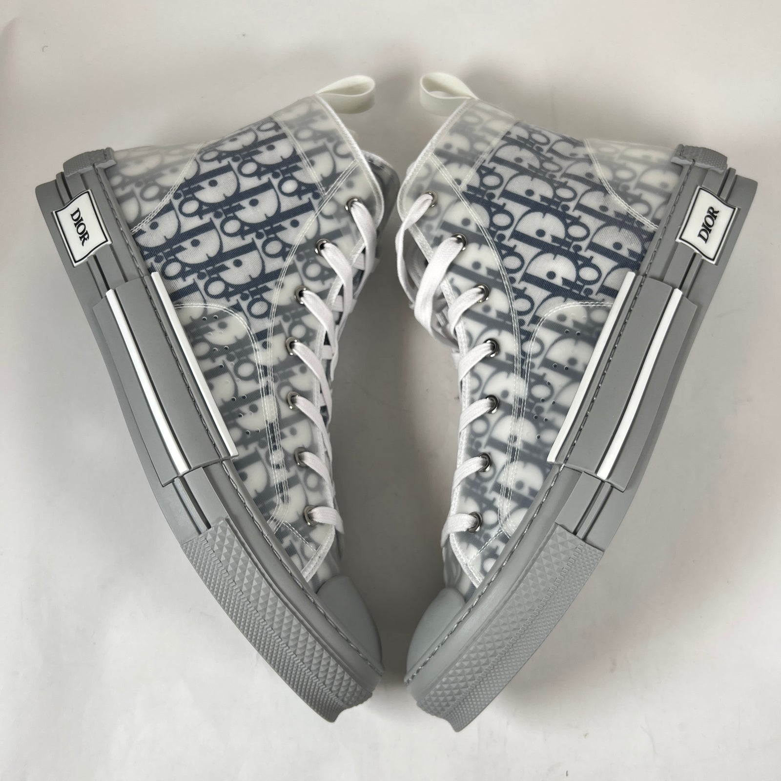 Dior B23 Blue/Grey Oblique Transparent High Top Sneaker Size 47