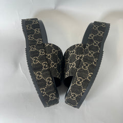 Gucci Black Denim GG Jacquard Sandals Size 37