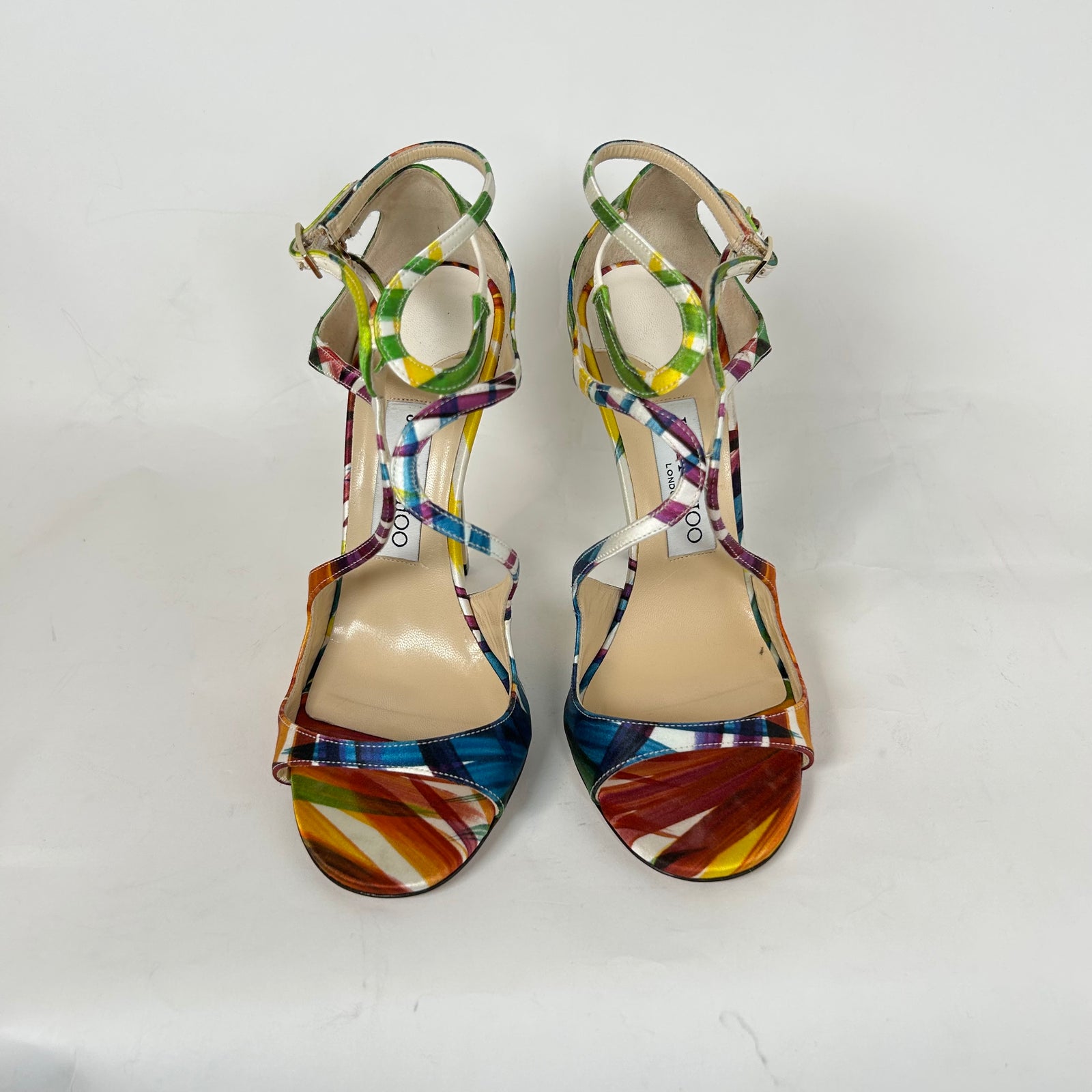 Jimmy Choo Multicolor Satin Sandals Size 37