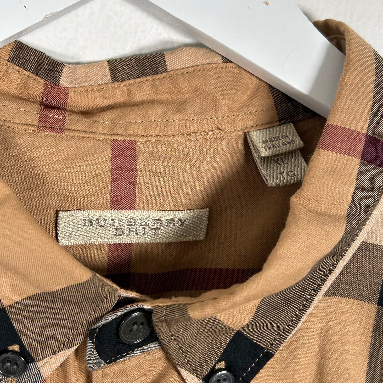 Burberry Brit Plaid Print Button-Up Dress Shirt Size XL