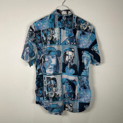 Supreme Blue Faces Camp Button Up Shirt Size L