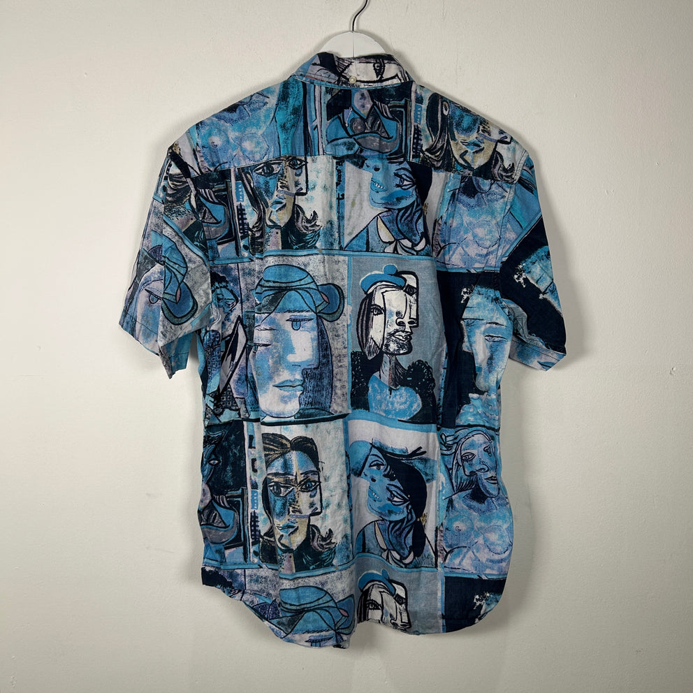 Supreme Blue Faces Camp Button Up Shirt Size L