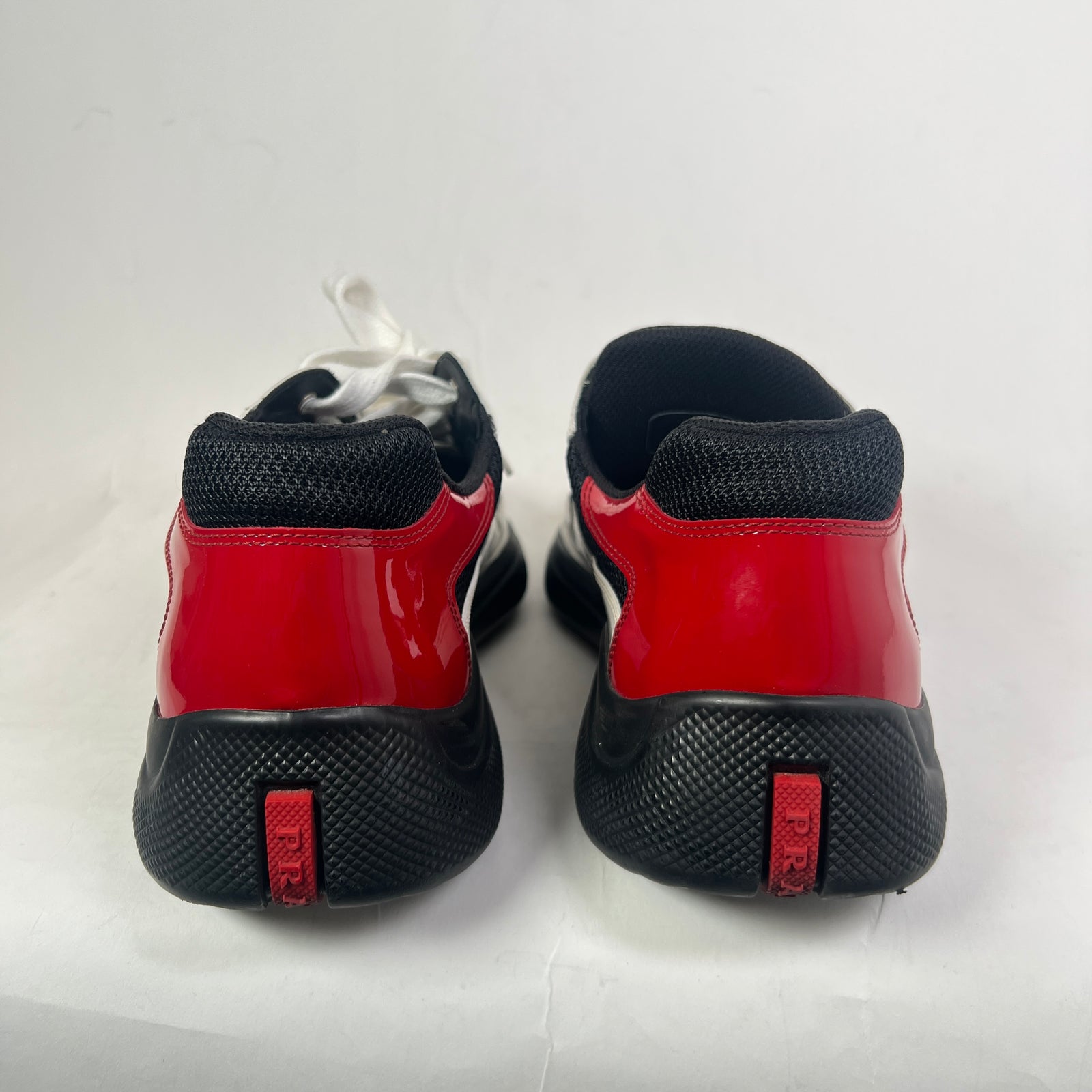 Prada White/Red Patent Leather America Cups