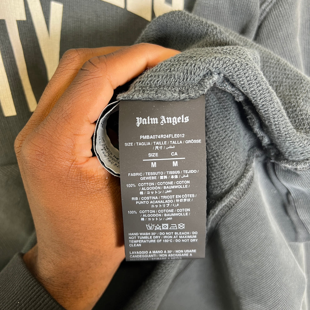 Palm Angels Washed Grey City Crewneck Sweatshirt